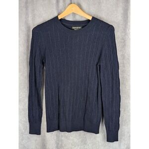 Banana‎ Republic Navy Blue Cable Knit Italian Filpucci Yarn Crewneck Sweater S